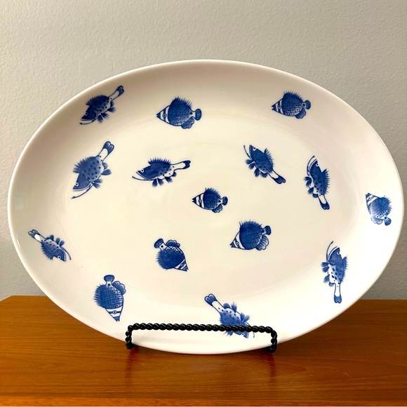 Crate&Barrel Other - Like New - Crate and Barrel Fish Design Oval Platter Porcelain Blue & White